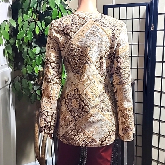 Giorgio Fiorelli Tribal BoHo Vneck Blouse - Picture 3 of 6